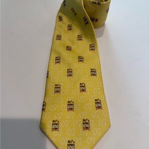 Rare Blue Bell Tie 100 Years Gold Yellow Ice Cream Rare 100% Silk